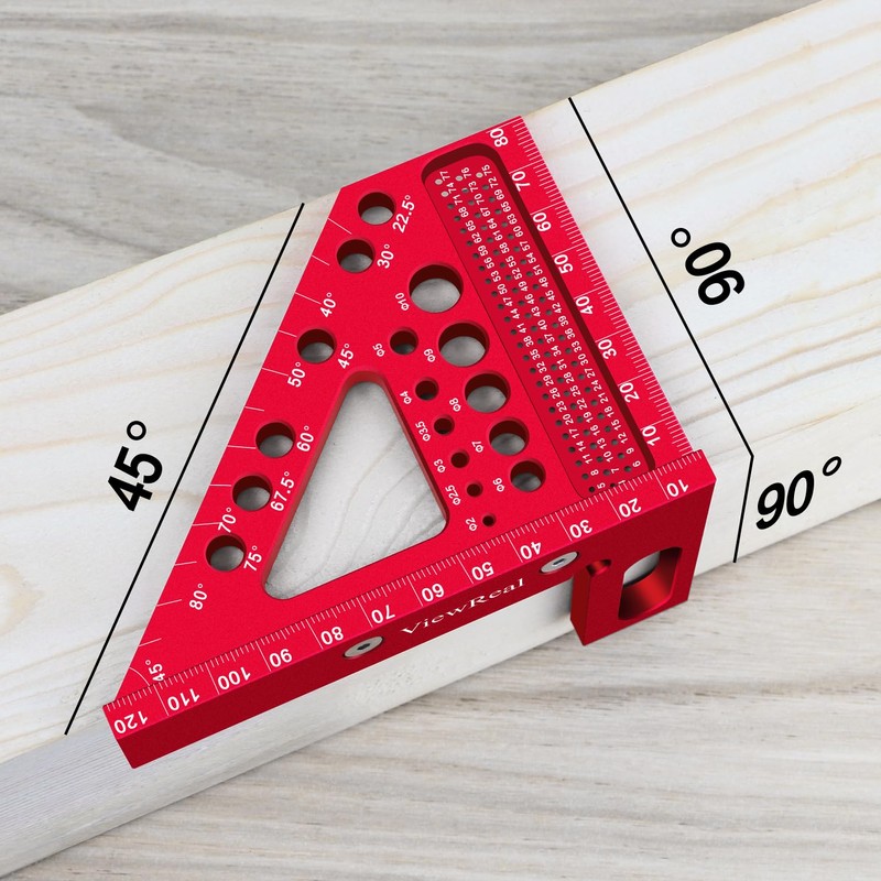 Metric Versatile Carpenter Square Scribing Ruler, 3D Multi-Angle Measuring Tool