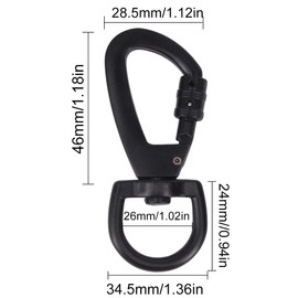 PHCOZY Pack of 2 Dog Lead Accessories Rotating Carabiner Hook with Screw Lock for Dog Collar Multipurpose Use Mountaineering Key Ring Robust Swivel Snap Carabiner
