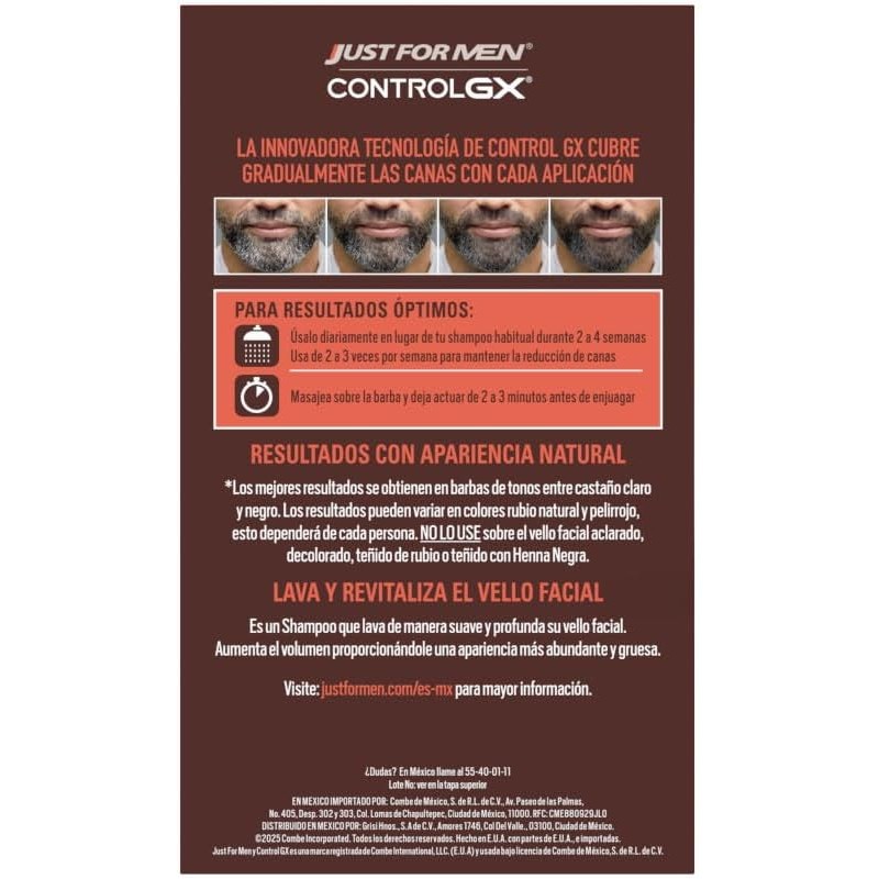 Just For Men Control GX Shampoo Desvanecedor Canas, Barba y