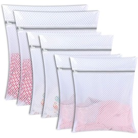 6 PCS Mesh Laundry Bags, 60x50cm/50x40cm/40x30cm Large Fine Laundry Bags with Zips Reusable Washing Machine Wash Bag (2L,2M,2S)