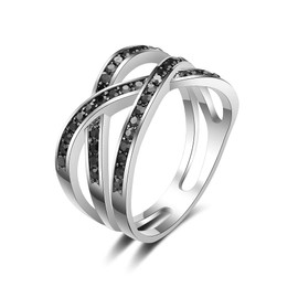 Mytys Marcasite Rings for Women Vintage Black Onyx Stone Ring Size 7