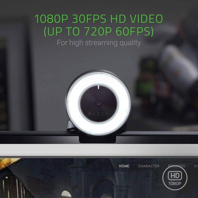 Razer Kiyo RZ19-02320100-R3M1-A Webcam 1080p/30FPS 720p/60FPS Ring Light Included, Auto