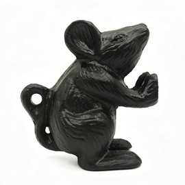 Cast Iron Mouse Door Stopper, Rustic Heavy Duty Rat Doorstop, Black Mouse Bookend Decorative Statue, Animal Door Wedge for Home Office Patio Yard Garden Farmhouse,2.4 Ib