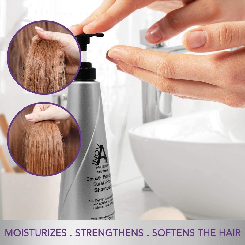 Inova Professional Silk Keratin Smooth Protection Sulfate-Free Shampoo (3.4 Oz),