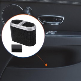 ACROPIX Car Trash Can Trash Bin Hanging 6.3" Length 2.8" Width 4.7" Height Black Rhinestone Plastic