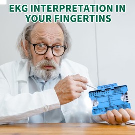 VARKAGE ECG 7 Step Ruler, ECG/ECG 7 Step Ruler Card for ECG/ECG Interpretation, Portable Pocket ECG Card Ruler, ECG Reference Guide with Protect Sheath, ECG/ECG Assessment Tool, Pack of 4