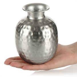 com-four® Metal Vase, Metal Vase for Flowers, Decorative Vase for Home and Office, Vase with Dents, Room Decoration, Hammered Look (Design 4)