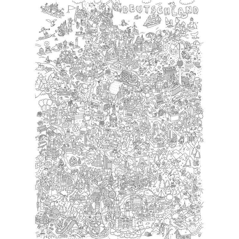 OMY Giant Coloring Poster 70 x 100, Deutschland: Riesenposter zum