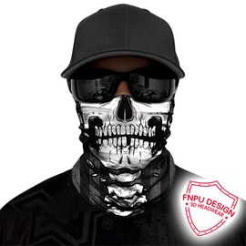 Bufanda sin costuras para el cuello, bandana sin costuras, protección UV para motocicleta, ciclismo, equitación, correr, diademas, White Skull, Large