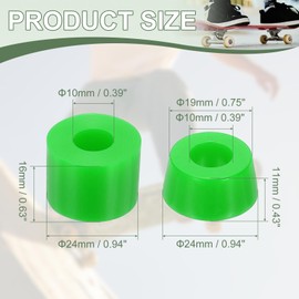 YELARXI Skateboard Bushings, Skateboard Truck Rebuild Long-Board Kit Bushings Washers Pivot Cups-Fitting for (Outdoor Skateboard Parts) 92A & PU & Green
