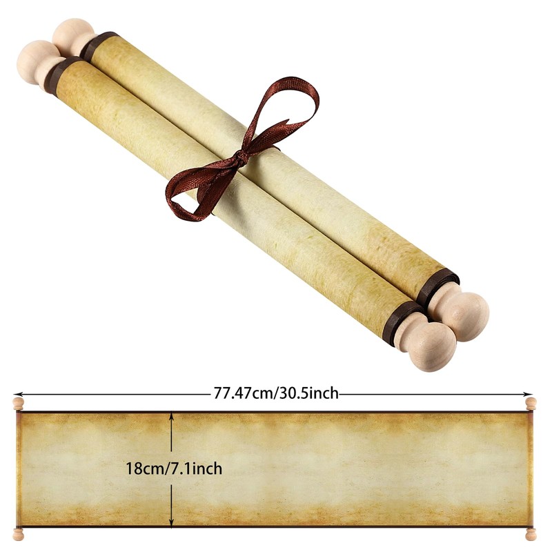 Makevivi 1 PCS Blank Scroll Paper with Wood Rods, for