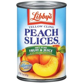 Libby's Yellow Cling Peach Slices in Pear Juices Concentrate (100% Pure) 15oz Cans (Pack of 6)