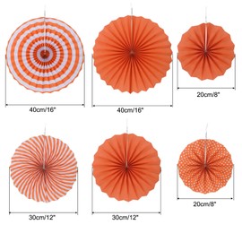 PATIKIL 8"/12"/16" Paper Fans Hanging Decoration, 6 in 1 Set Round Honeycomb Fans for Birthday Wedding Graduation Events Party, Orange