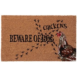 HF by LT Beware of Chickens Doormat 100% Coir Doormat, 18 x 30 inches, Naturally Durable, PVC-Backing, Sustainable