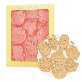 Juego de 8 moldes de galletas de unicornio para hornear galletas, prensa, castillo de princesa, herramientas de cocina, sellos de plástico para galletas (Navidad A)