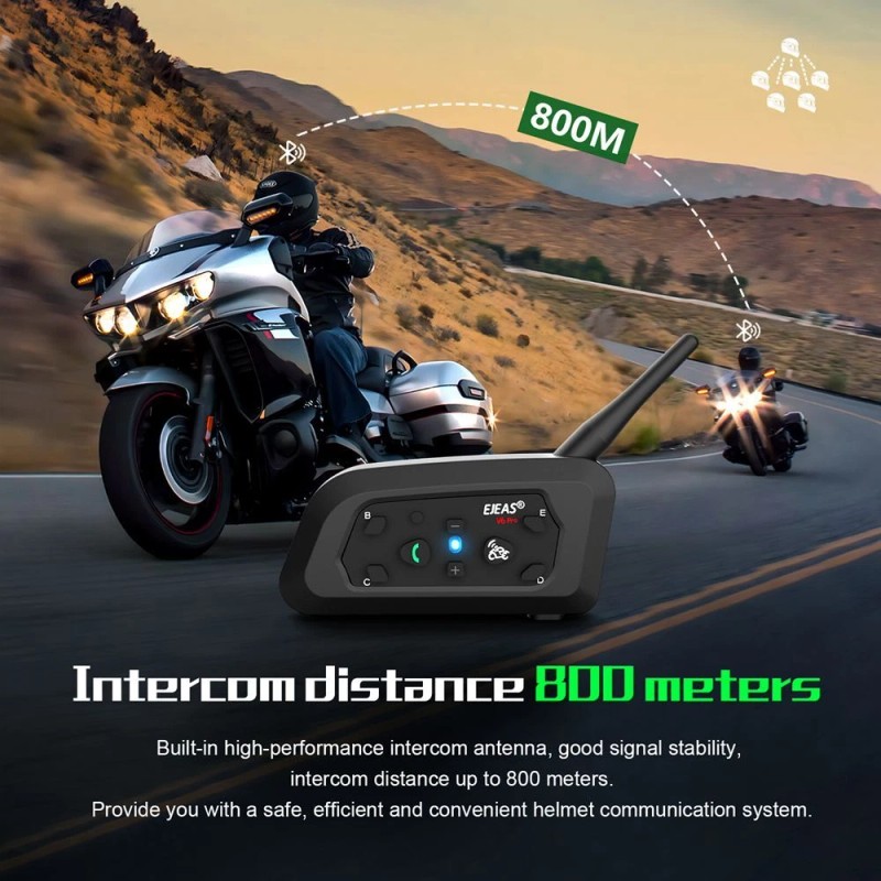 EJEAS V6 Pro Motorcycle Helmet Waterproof Bluetooth Intercom Headset Wireless