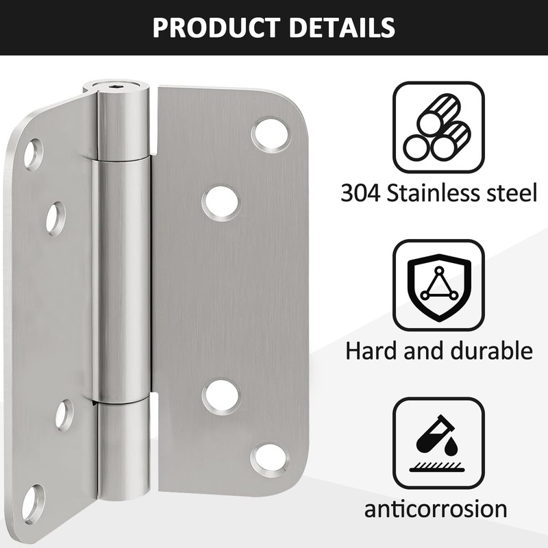 Jinyuanchao 4 Inch Automatic Closing Door Hinge, 3mm Thick Stainless