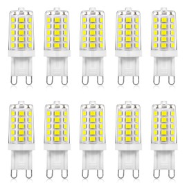 Joutameili 10 Pack G9 LED Bulb 4W Equivalent 40 Watt, No Flicker LED G9 Bulb, T4 Halogen Light Lamp Replacement, 120V Daylight White Cool White 6000K for Chandelier Lighting,Non-dimmable