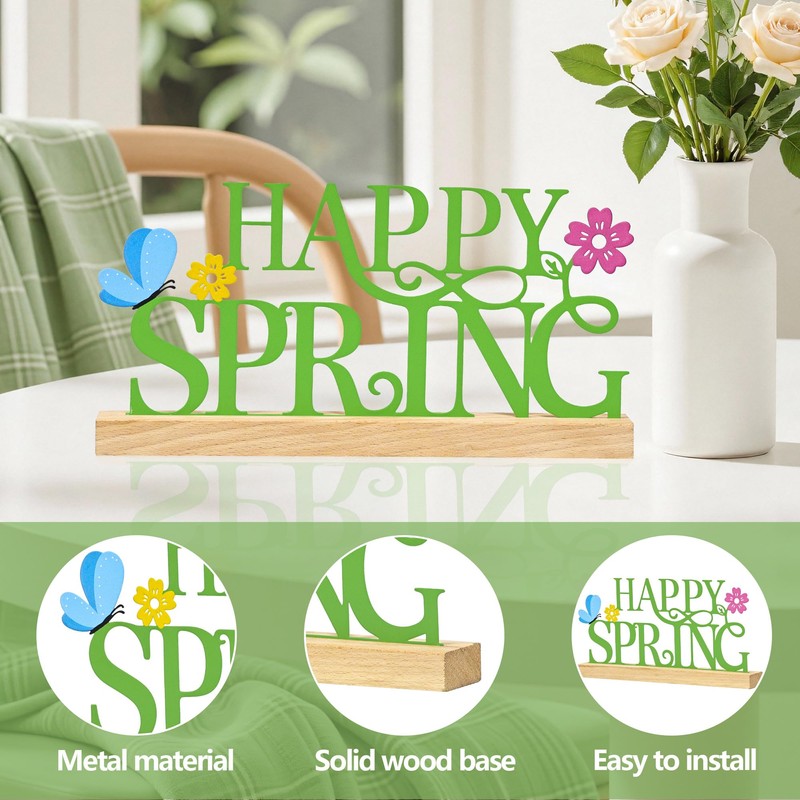 BCCSNNM Metal Happy Spring Sign, Spring Decorations for Home, Spring