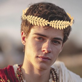 Foyte Gold Leaf Full Crown Roman Laurel Wreath Toga Costume Accessory Greek Crowns and Tiaras for Men Women Party Wedding