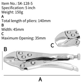 Hilitand Locking Pliers, Universal Round Mouth Vice Grip Locking Pliers SK-128-5 Heavy Duty Plier 5" Adjustable Vise Grips for Clamping Twisting Welding