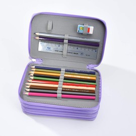 YFZYT 4 Layers Colouring Pencils Pencil Case, PU Pencil Bag, Large Capacity Multi-Layer Pencil Case, Multi-Purpose Pencil Bag, 72 Slots, Purple #2