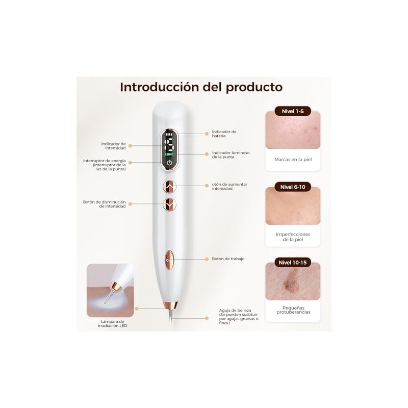Pluma De Plasma con 15 Niveles de Velocidad Ajustable, Pantalla