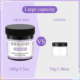 Saviland 100g Clear Builder Nail Gel - 3.5oz Large Capacity Builder Hard Gel For Nails, Builder Gels In a Bottle Nail Extension Gel Builder For Nails Strengthen Diy The Gel Bottle Nail Art Manicure