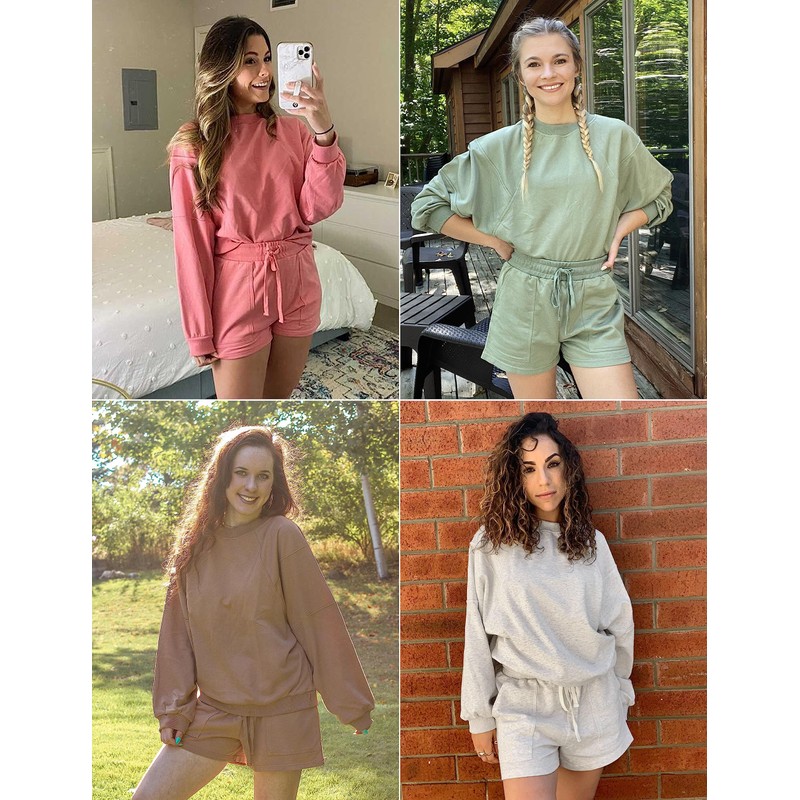 MEROKEETY MEROKEETY Women's 2025 Fall Oversized Batwing Sleeve Lounge Sets