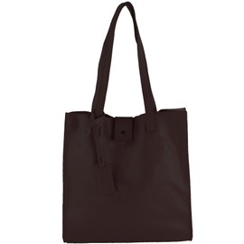 modamoda de - T247 - Ital. leather shopper with removable inner pocket (Dark Chocolate)