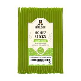 The Honey Jar Green Apple Flavored Honey Sticks - Pure Honey Straws For Tea, Coffee, or a Healthy Treat - One Teaspoon of Flavored Honey Per Stick - Made In The USA with Real Honey - (20 Count)