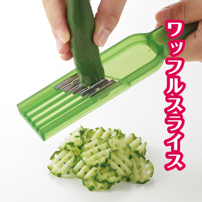 Akebono Sangyo CH-2062 Cucumber Slicer, 3 Types of Cuts, Wave