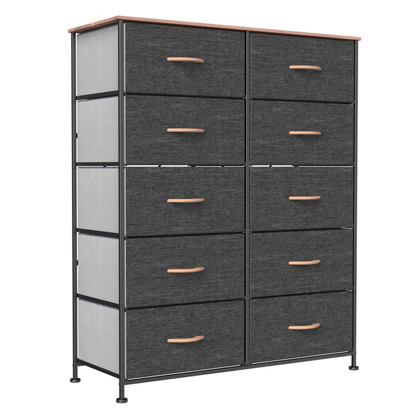 YITAHOME Dresser 10 Drawer Bedroom Furniture Storage Chest Organizer Gray Farbic