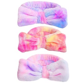 UKKQES 3PCS Set Spa Headband,Makeup Headband, Bow Headband for Washing Face, Teen Girls Fuzzy Skincare Headbands, Skincare Headbands, Hair Bands for Women