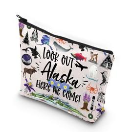 JNIAP Cruising Together Alaska Makeup Bag Alaska Trip Gifts Alaska Vacation Gift Alaska Lover Gift Alaskan Cruise Gifts Alaska Travel Bag (Look Out Alaska)