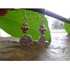 ♥ Floral robust disc and mottled wood ♥ Small earrings