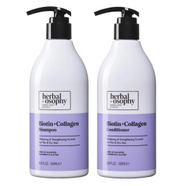 Herbalosophy Biotin & Collagen Shampoo & Conditioner Set, Hair Growth Thickening, Repair Dry,