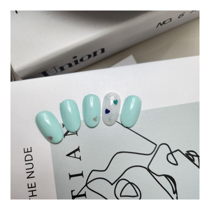 Mint Blue Heart Nail - Alcohol Swap 2p / 민트블루하트