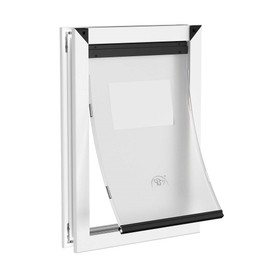 Aluminum Dog Door for Door with Magnetic Flaps, Extra Large Dog Doors for Large Dogs, Two Sliding Lock Panels Included, Pet Door for Dogs up to 220lbs