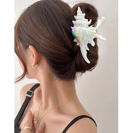 GLORIG Colorful Conch Hair Clips For Women Fashion Beach Ocean Seashell Claw Clips For Thick Hair Fashion Summer Large Hair Claws Trendy Big Mermaid Aaccessories Jewelry Gift