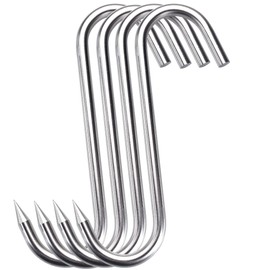 HONSHEN 12mm Heavy Duty Meat Hooks,10 inch Stainless Steel S-Hooks Meat Processing Butcher Hook, Pack of 4