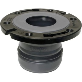 FlexOn 4-Inch Toilet Flange Repair Kit, No-Wax Commode Flange with Spacer, Offset Bolts & Seal Gauge - Fits ABS, Cast Iron & Tile Floors, Elevates 3/8" to 1-1/8" (Black/Gray)