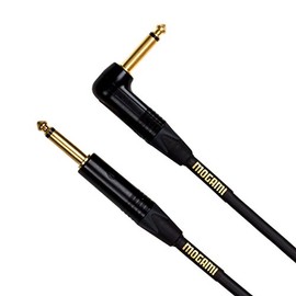Mogami Gold INSTRUMENT-18R Guitar Instrument Cable, 1/4" TS Male Plugs, Gold Contacts, Right Angle and Straight Connectors, 18 Foot