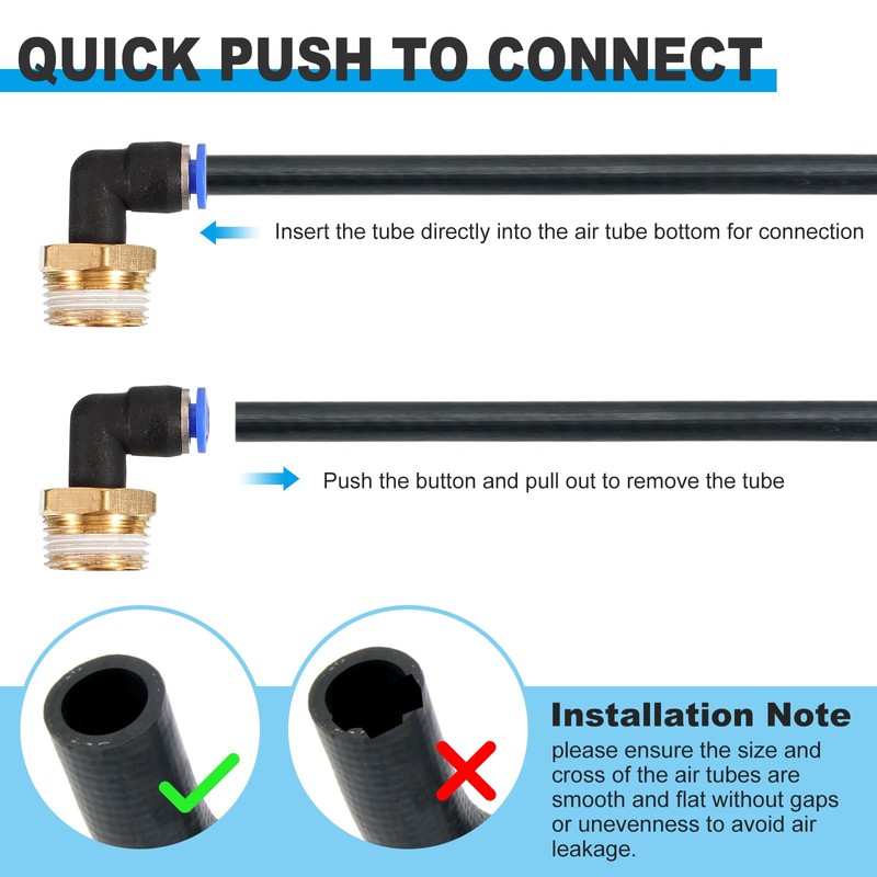 PATIKIL 1/8" Push to Connect Fitting 2 Pack PT Male