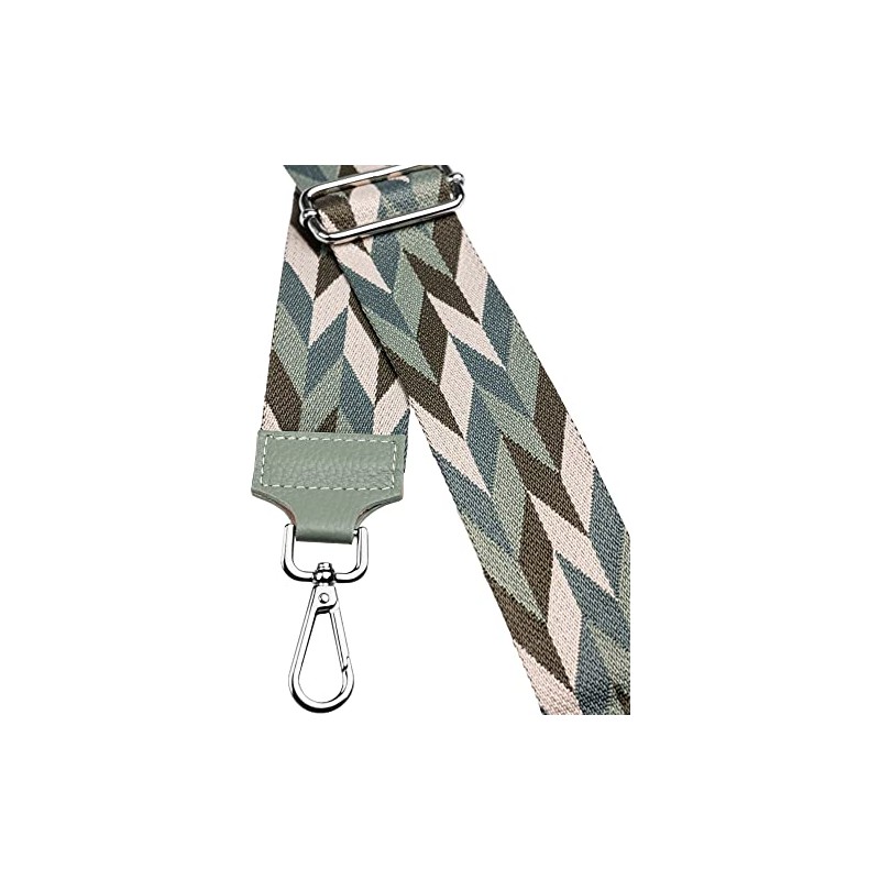 Caspar BSG04 Wide Leather/Textile Shoulder Strap with Silver Carabiner for