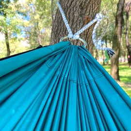 BYENS Kamp Hamağı Salıncak Hamak Turkuaz Yeşil Renk Bez Piknik Bahçe Balkon Outdoor Pratik Kurulum