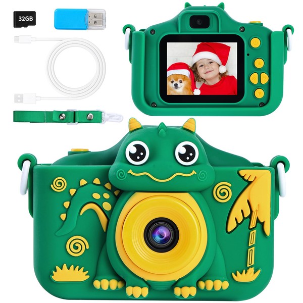 Kids Camera with 32GB SD Card, 1080P HD Kids Digital Camera for Toddlers, 2.0 Inch Screen, Kids Camera for 4-10 Years Old Boys