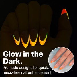SXC Cosmetics X-Pro Tips French Tip Press On Nails - Bright Pastel Glow in the Dark Series (GLOW115KIT-M Almond)