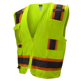 Radians SV6 Two Tone Class 2 Surveyor Polyester All Mesh Vests with Contrasting Trim, Green, 3X-Large