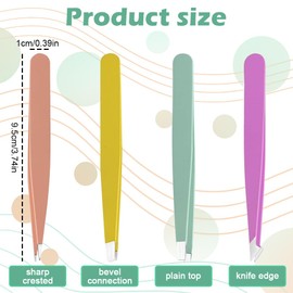 4-Piece Stainless Steel Tweezers Set,Perfect for Facial Hair, Eyebrows, Eyelashes, Chin, Lash Extensions, and Ingrown Hairs